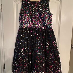 Cat & Jack Girls Black and Multicolor Sequin Dress size L 10/12
